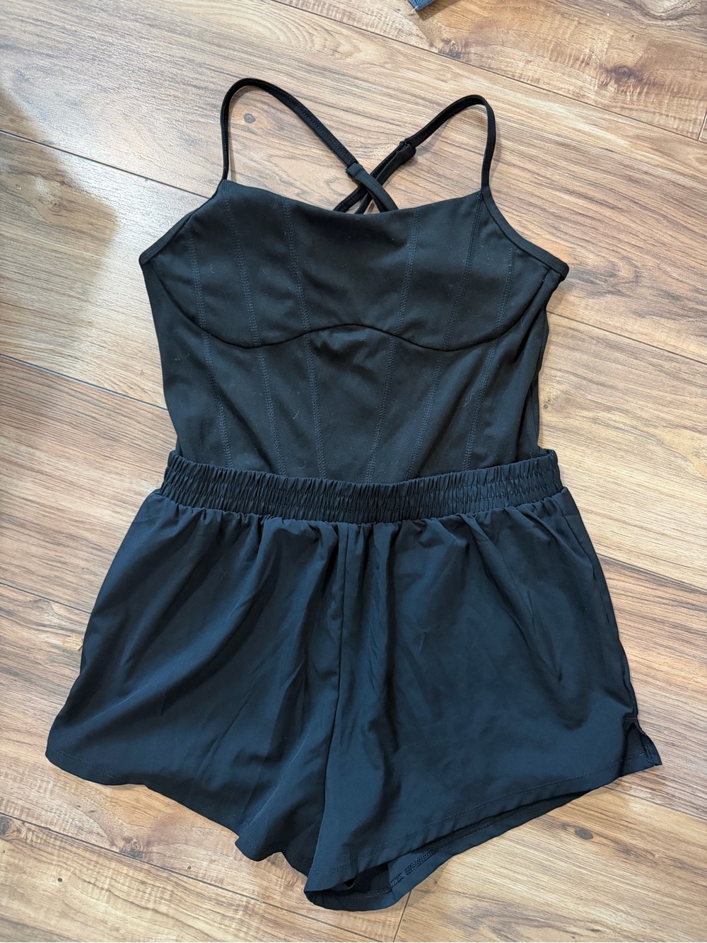 PINK Victoria's Secret Black Strappy Romper